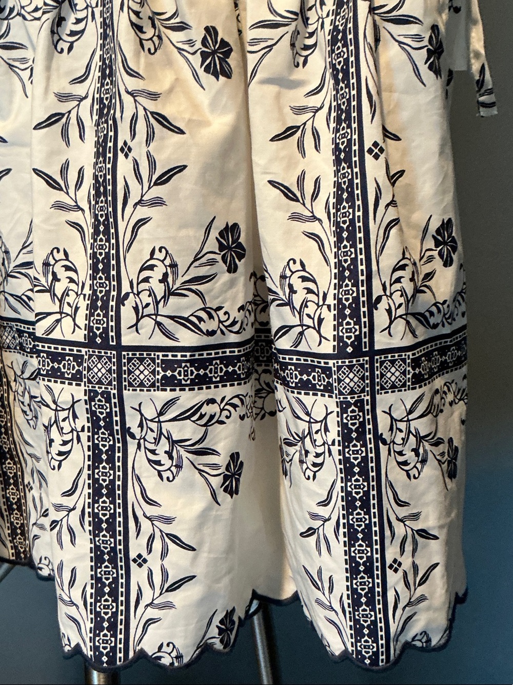 White and Navy Floral BohoTiered Skirt - Picture 2 of 7
